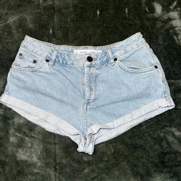 Subdued Denim Shorts Women’s 28 Blue Light Wash Cuffed Button Fly Micro Mini - Picture 2 of 6